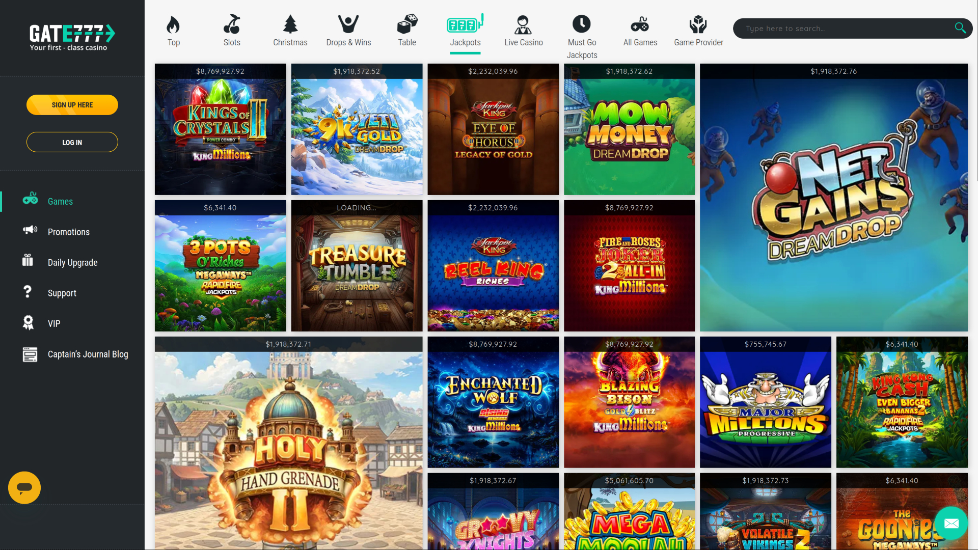 Jackpot de bureau du casino Gate 777