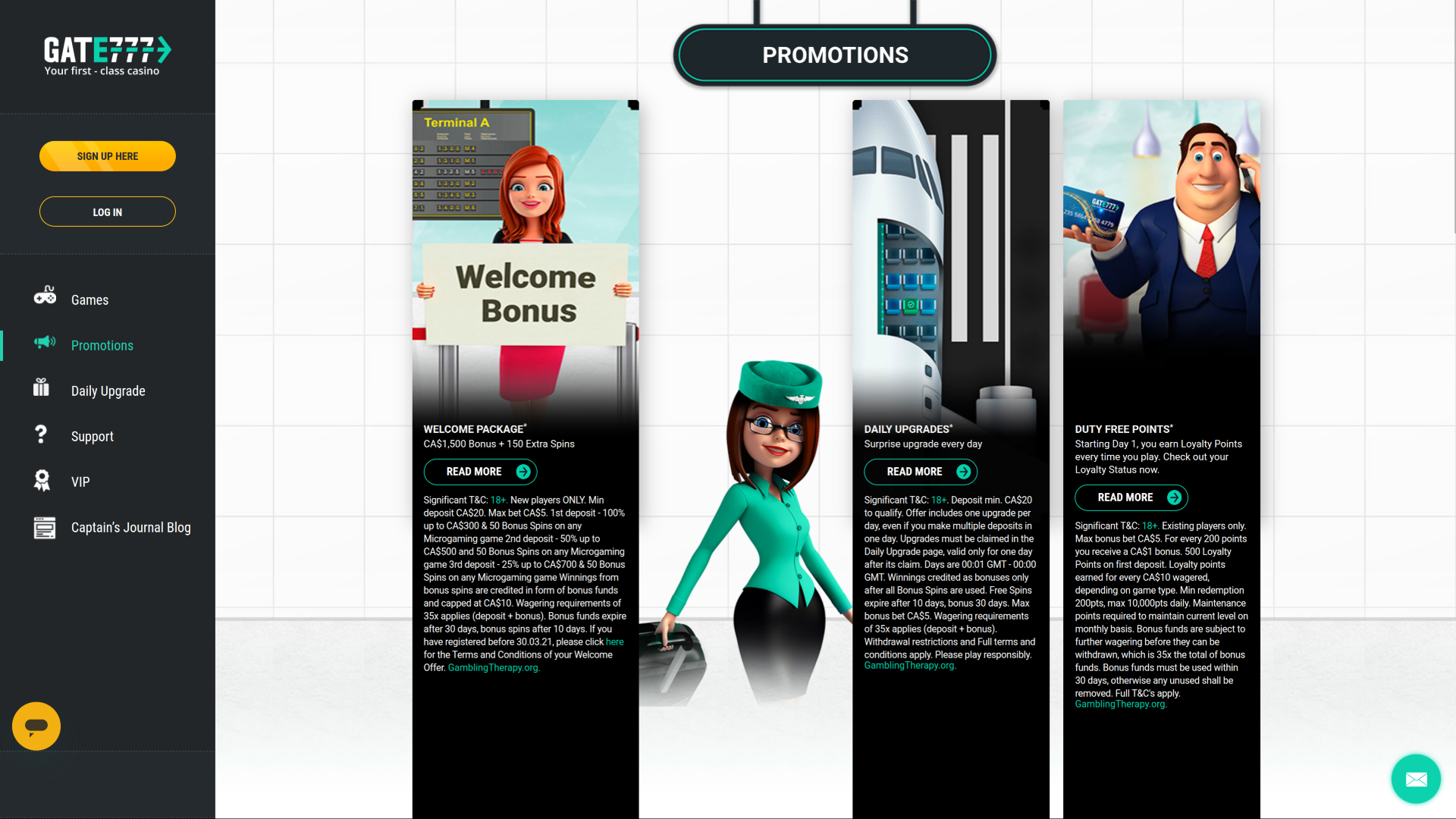 Promotions sur ordinateur du casino Gate 777