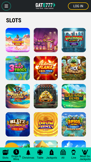 Jeux mobiles du casino Gate 777