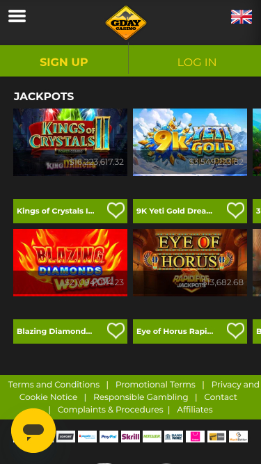 Jackpot mobile du casino Gday