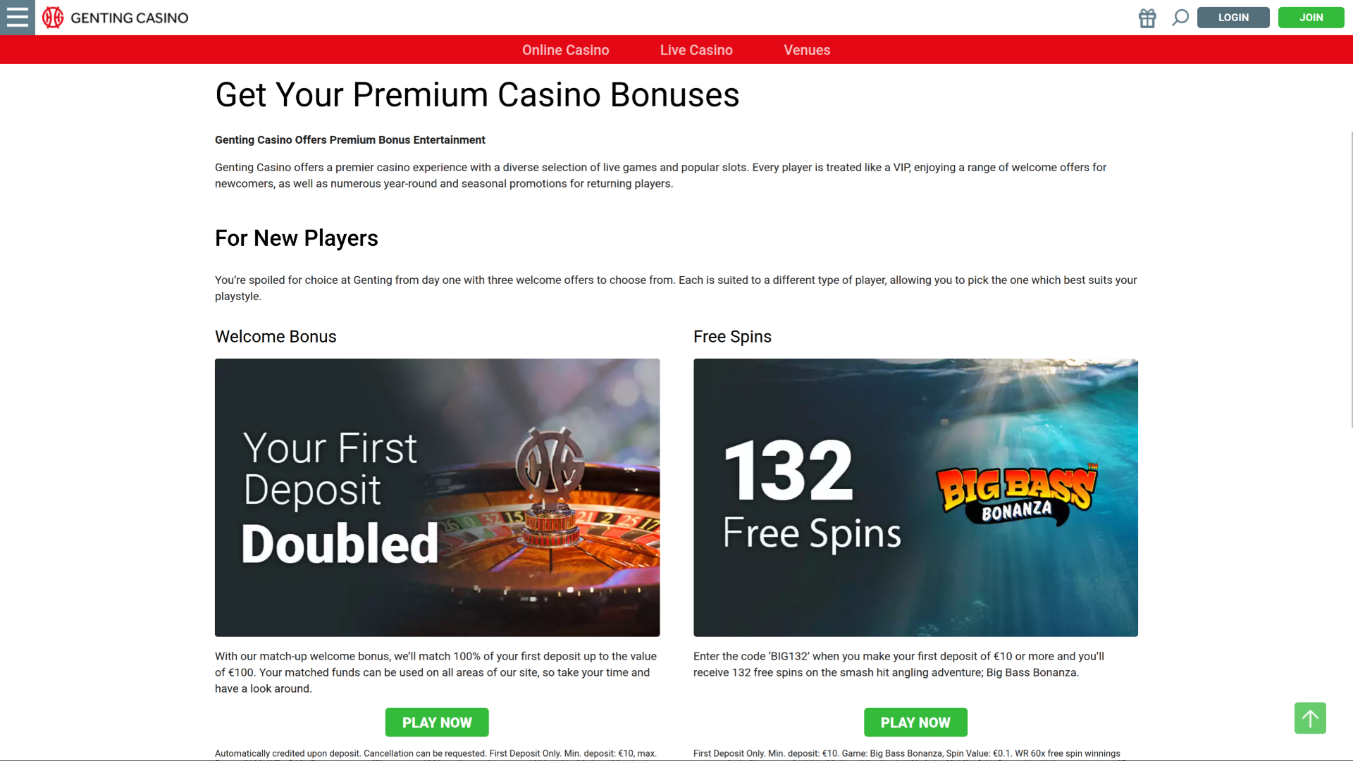 Promotions sur ordinateur de Genting Casino