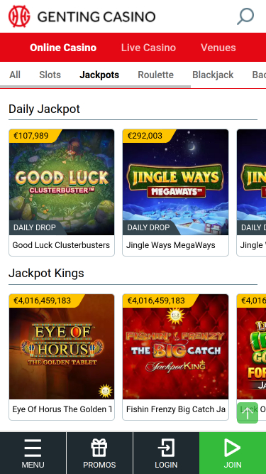 Jackpot mobile du casino Genting