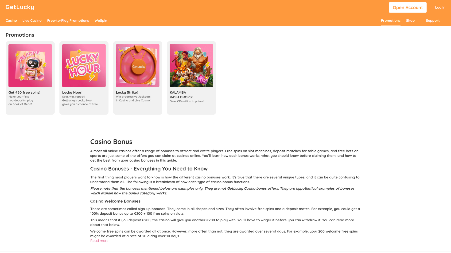 Get Lucky Casino Desktop-Aktionen