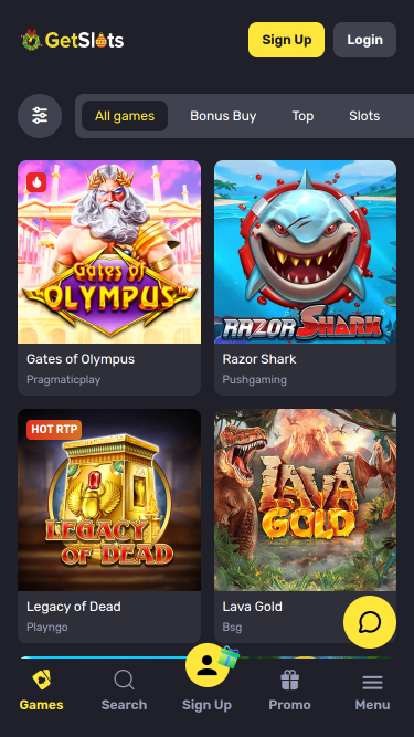 Jeux mobiles de casino GetSlots