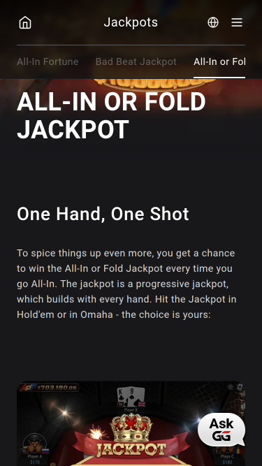 Jackpot mobile del casinò GGpoker
