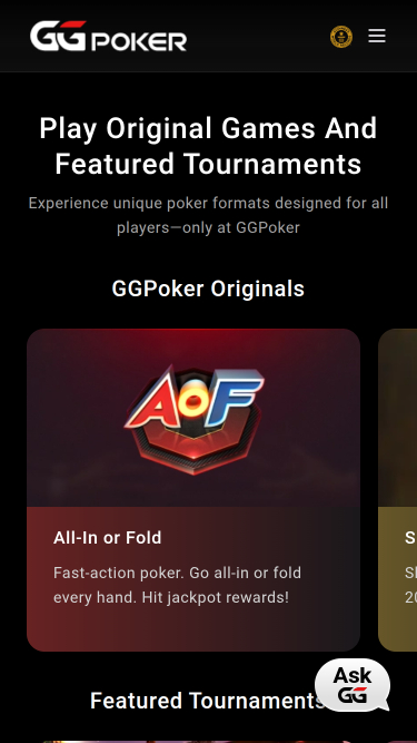 Tornei di poker su dispositivi mobili del casinò GGpoker
