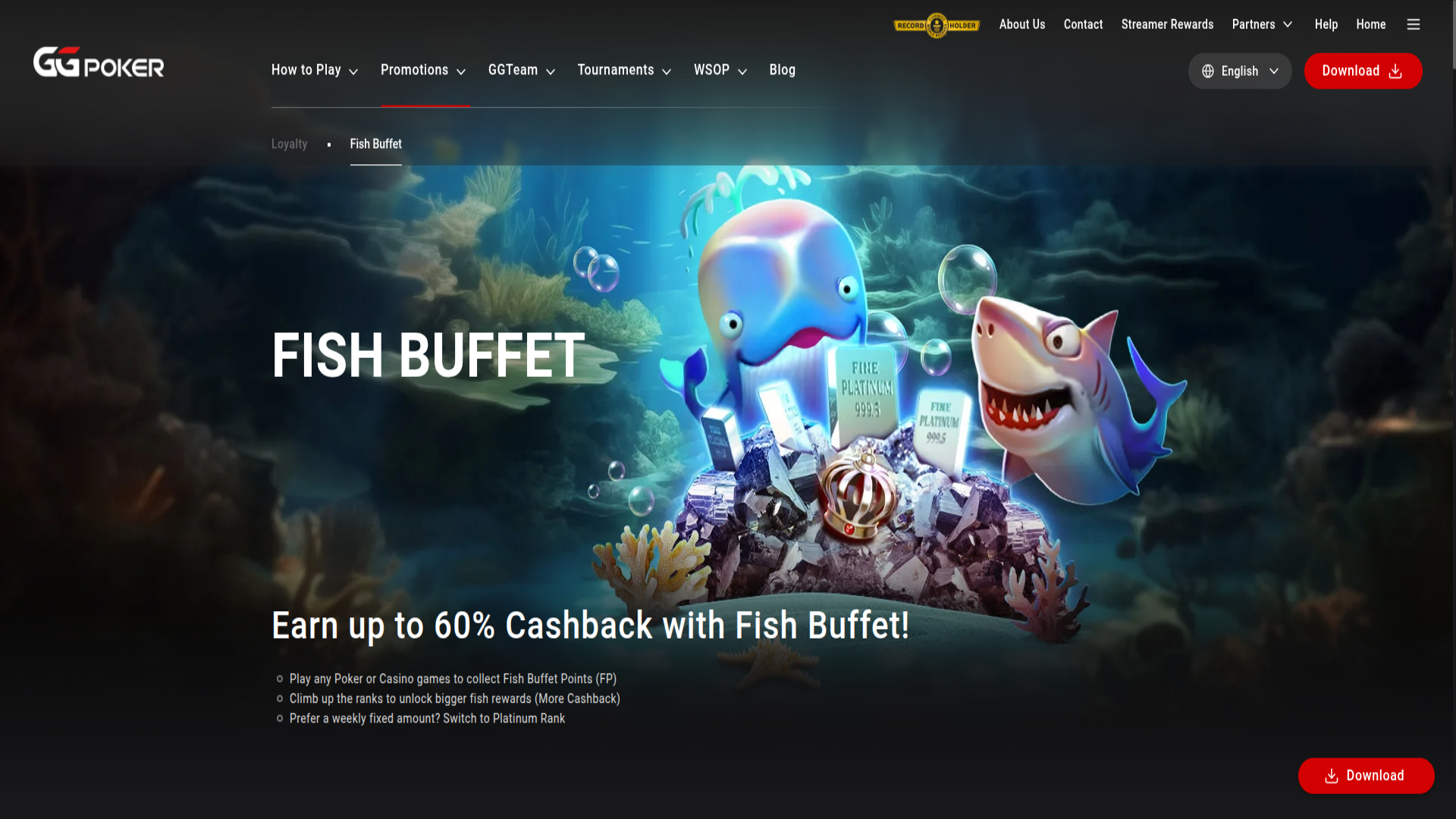 Capture d'écran VIP du casino GGpoker pour ordinateur de bureau