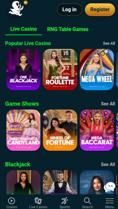 Ghostino Casino Live Dealer Mobile