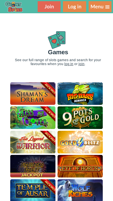 Giant Spins Casino Mobile Games