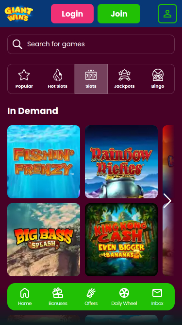 Giant Wins Casino Mobile Games
