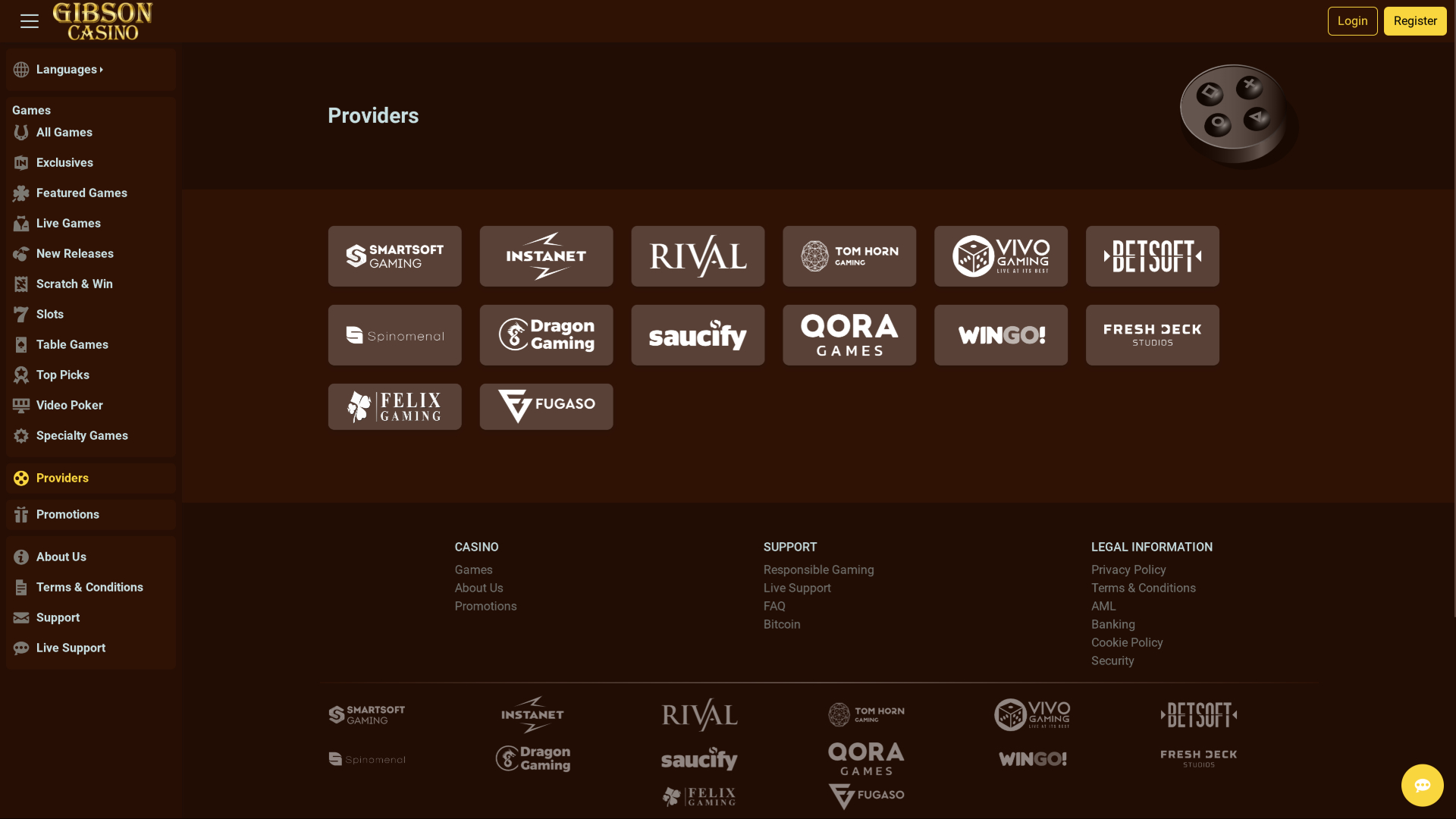 Développeurs du jeu de casino Gibson pour ordinateur