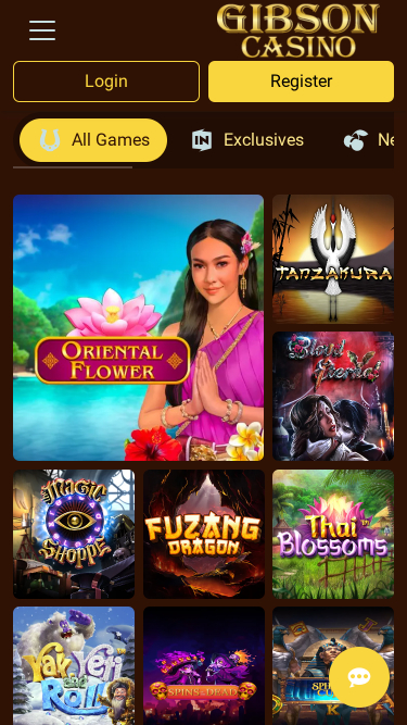 Jeux mobiles de Gibson Casino