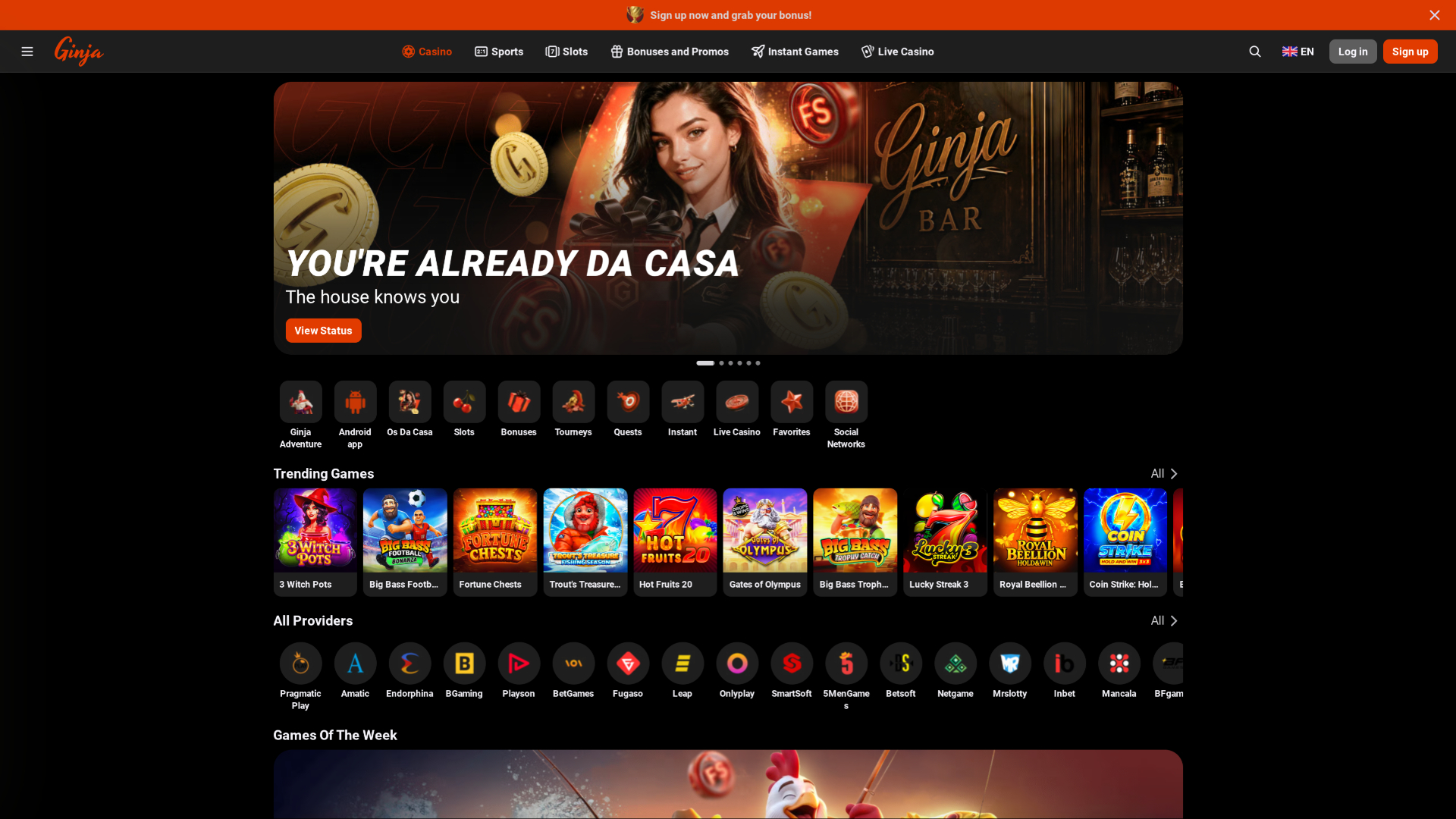 Ginja Casino Desktop-Spiele