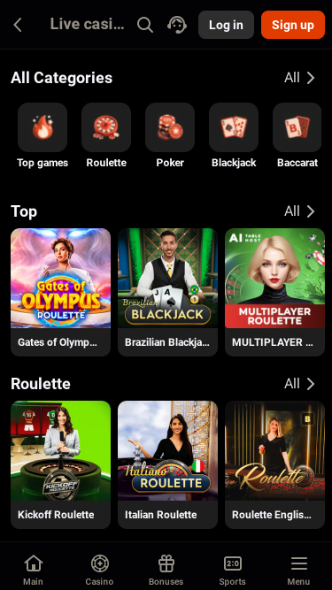 Ginja Casino Mobile Live Dealer