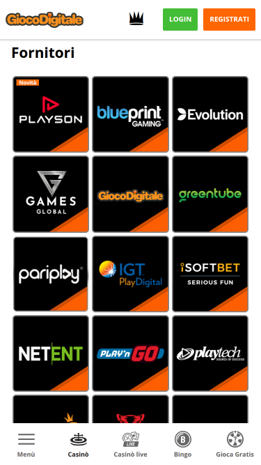 Développeurs de jeux mobiles Gioco Digitale Casino