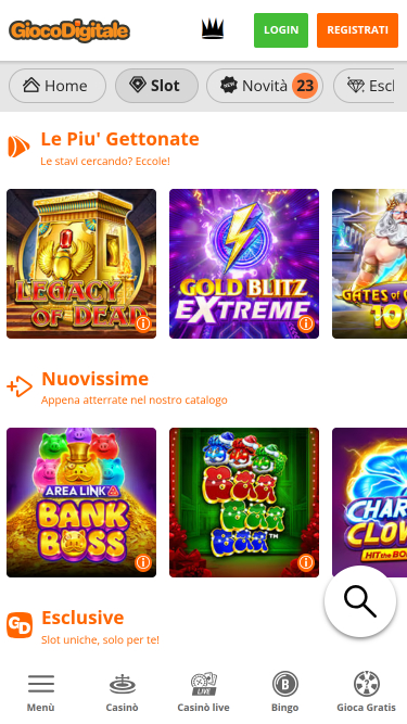 Jeux de Casino Mobile de Gioco Digitale