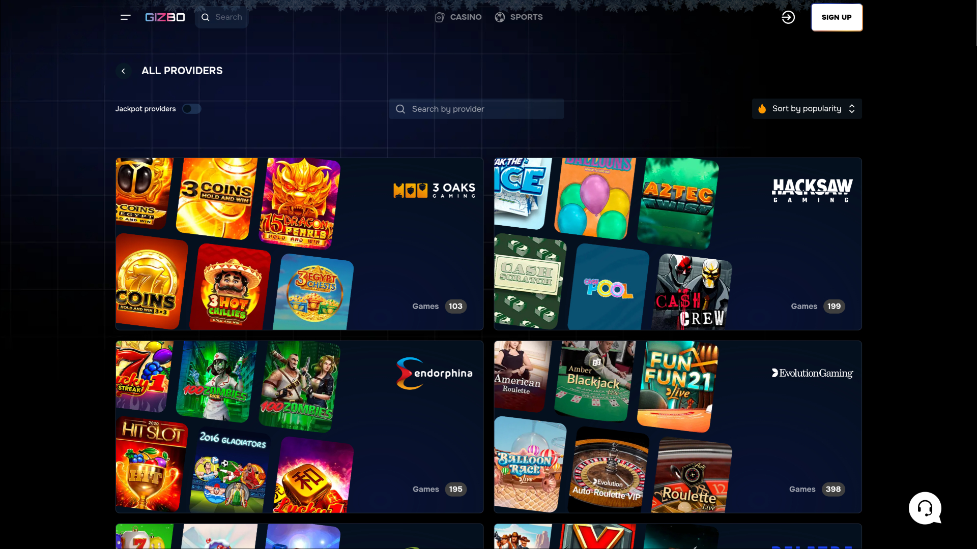 Gizbo Casino Desktop-Spieleentwickler