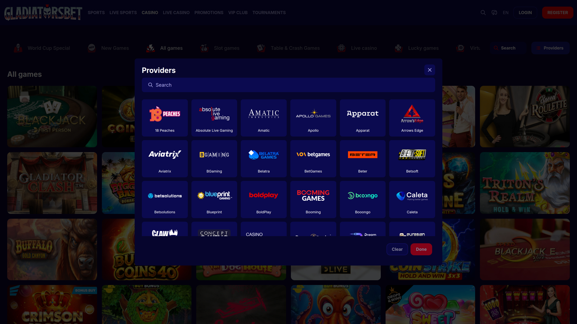 Разработчики настольных игр для казино Gladiatorsbet