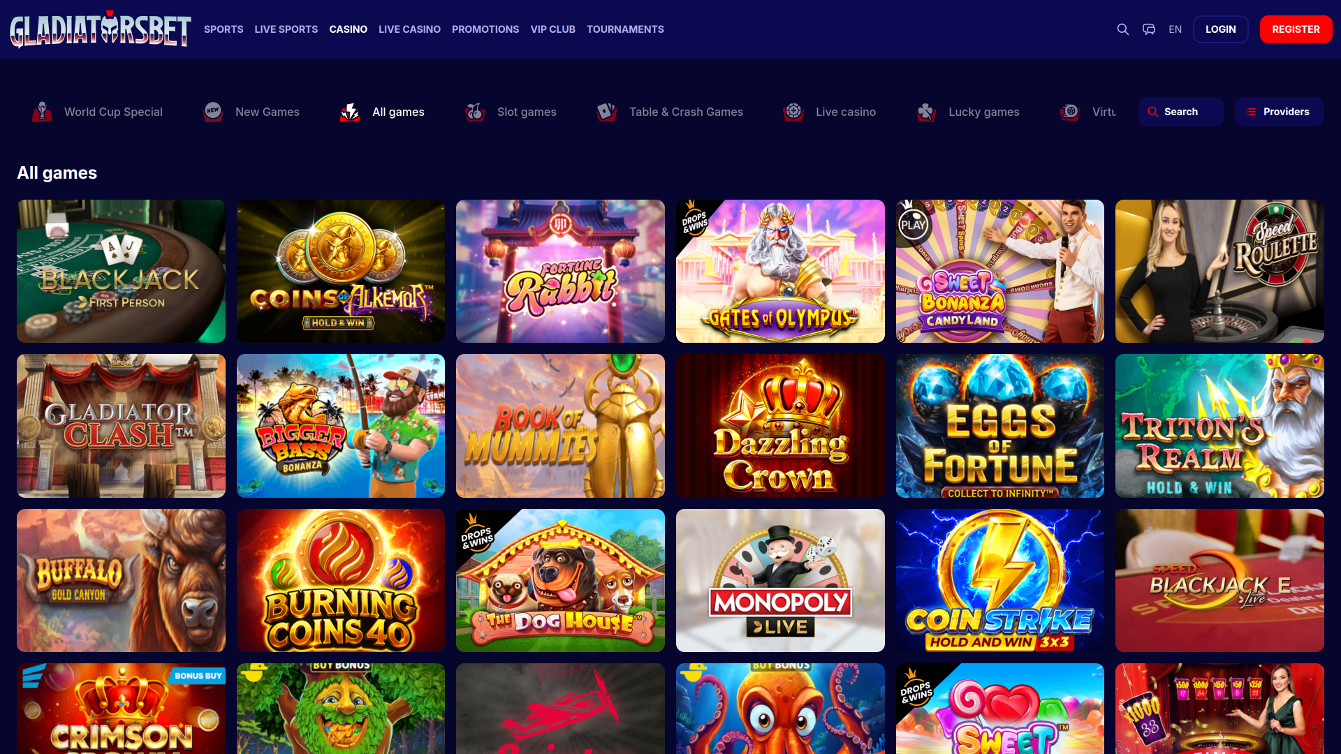 Игры для ПК в казино Gladiatorsbet