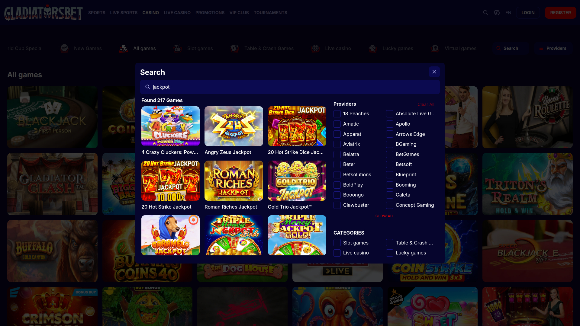 Gladiatorsbet Casino Джекпот для ПК