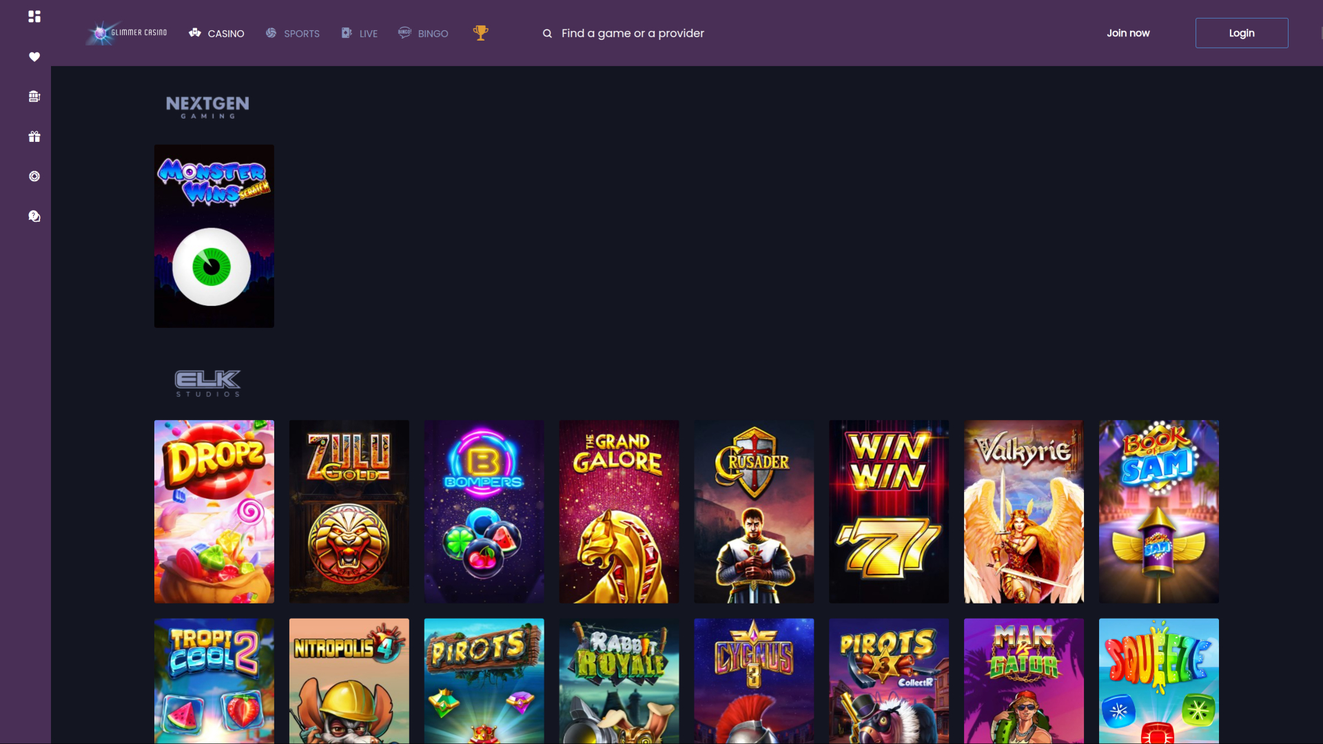 Développeurs du jeu de casino Glimmer pour ordinateur