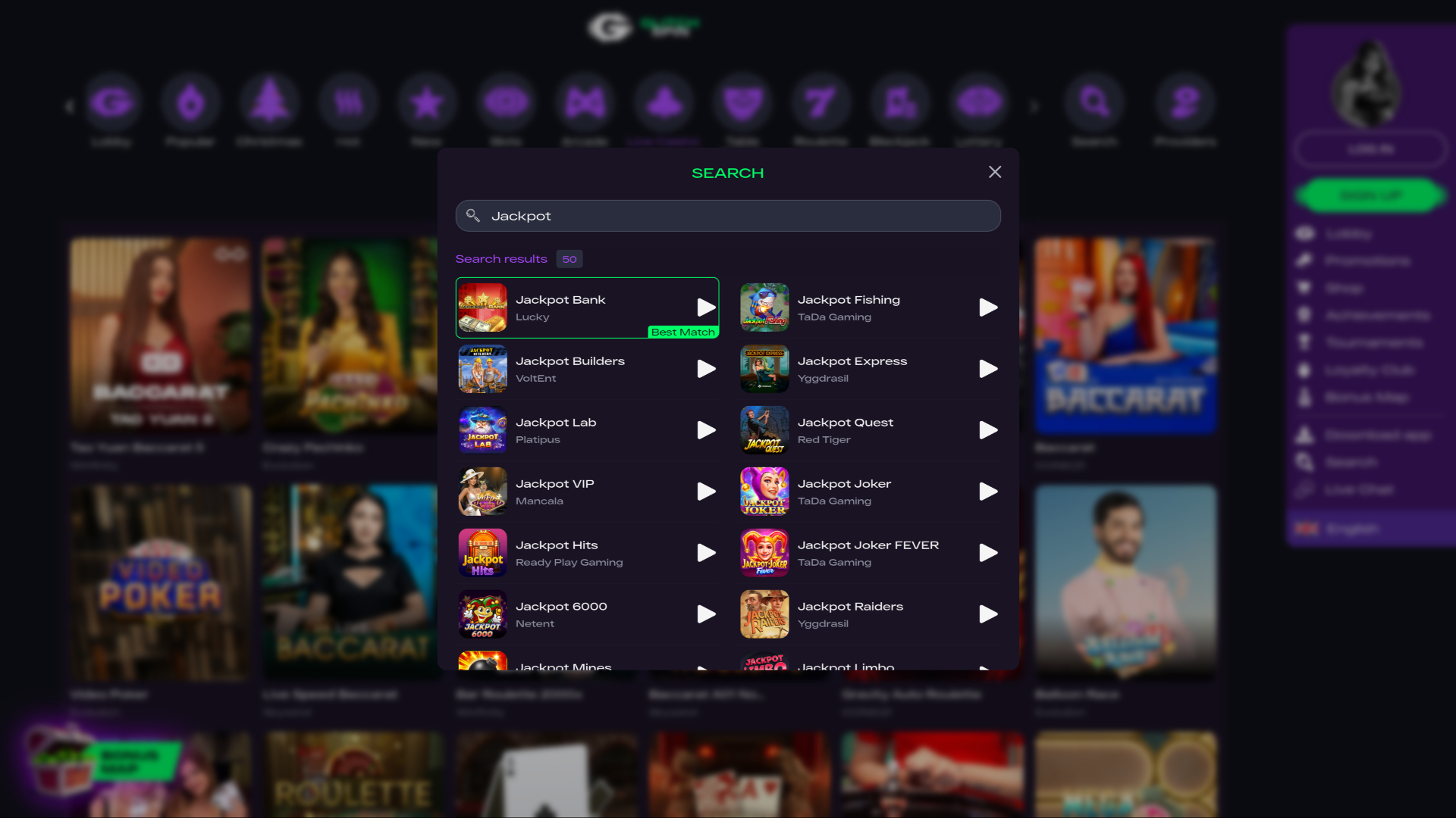 Glitchspin Casino Desktop Jackpot