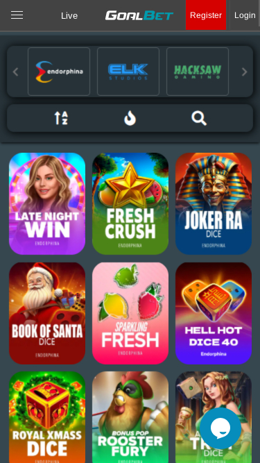 Jeux mobiles de casino Goalbet