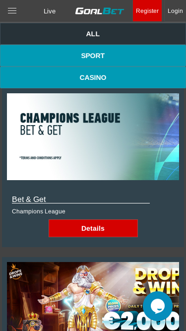 Promotions mobiles du casino Goalbet