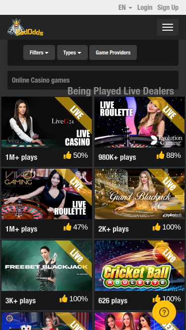 God Odds Mobile Live Dealer