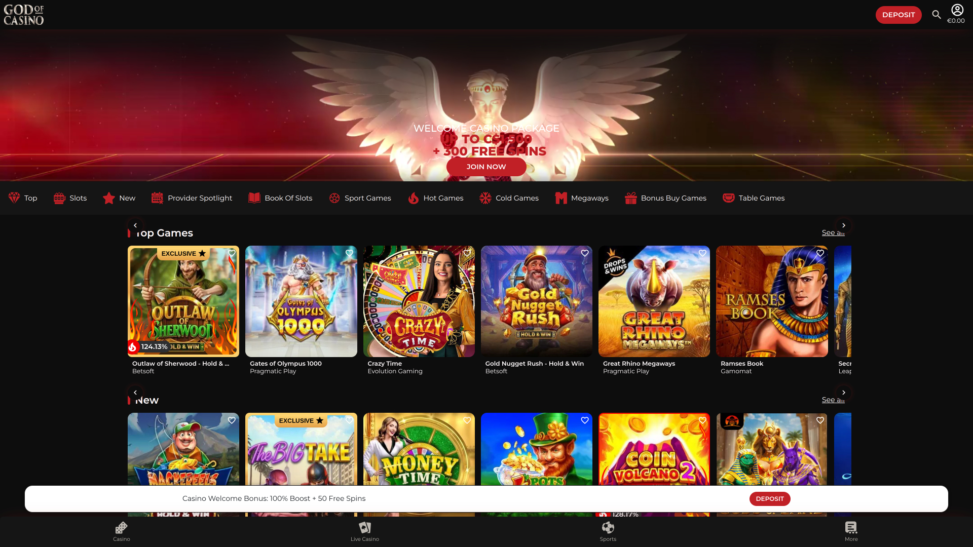 Page d'accueil du bureau de Dieu du Casino