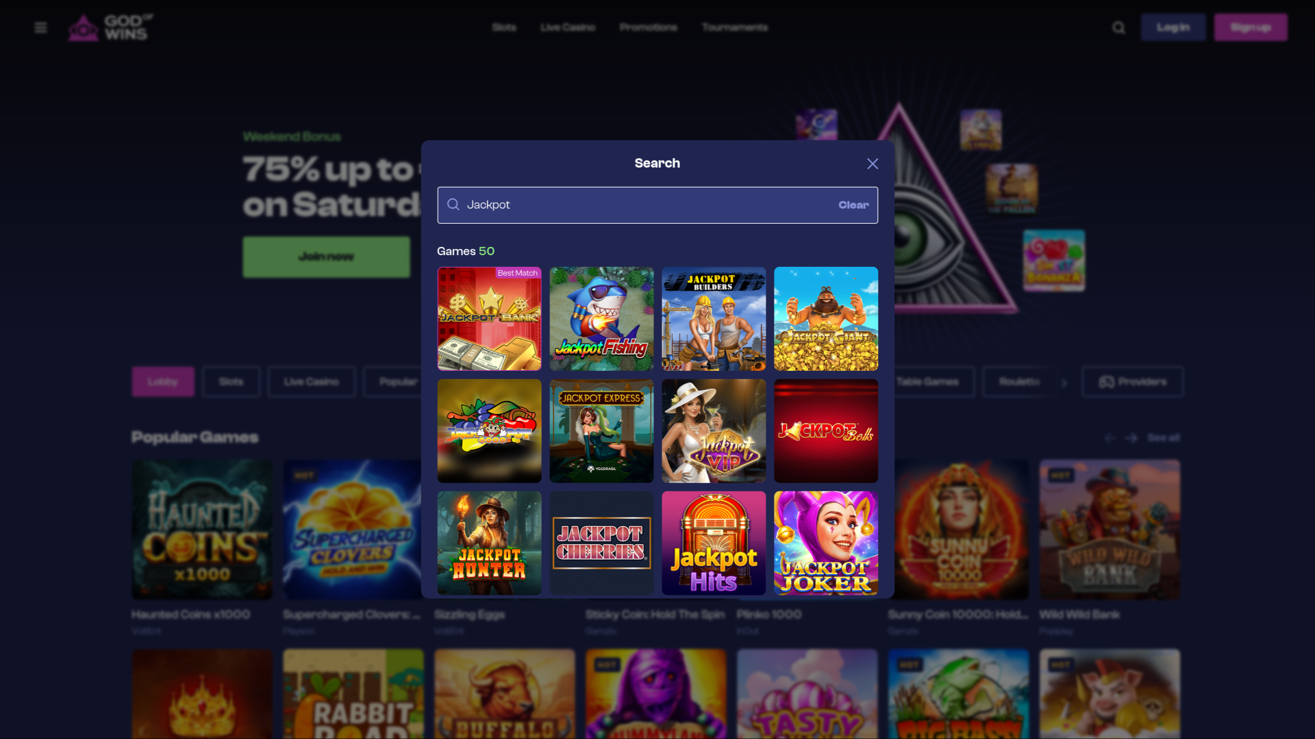 Jackpot de bureau du casino God of Wins