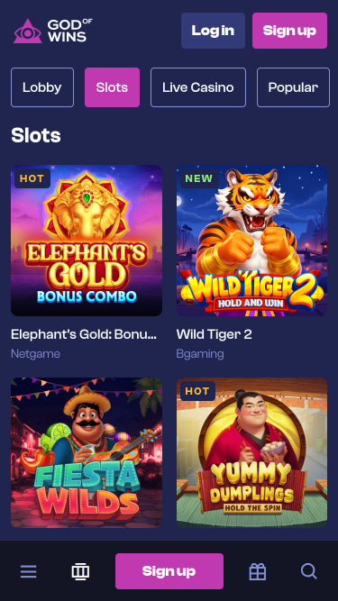 Jeux mobiles de casino God of Wins