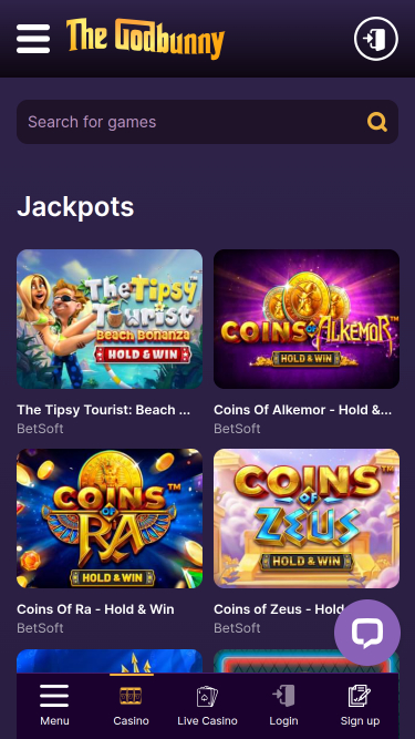 Jackpot móvil del casino GodBunny