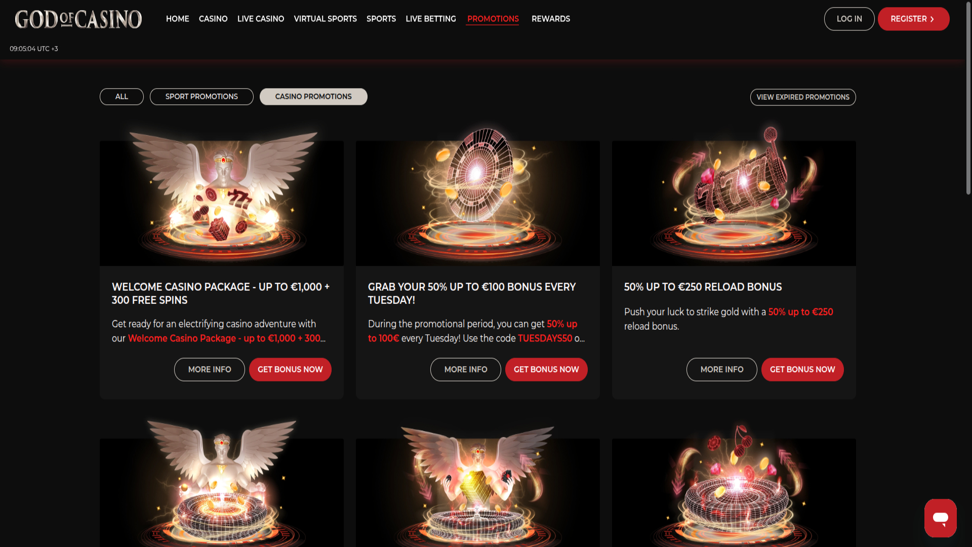 Promotinos screenshot of God of Casino for Desktop