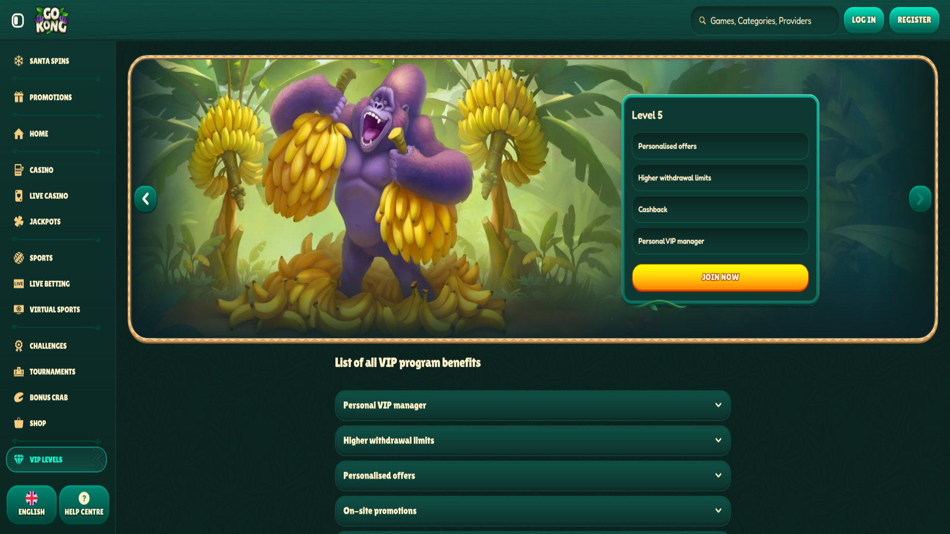 VIP-Screenshot von GoKong Casino für Desktop