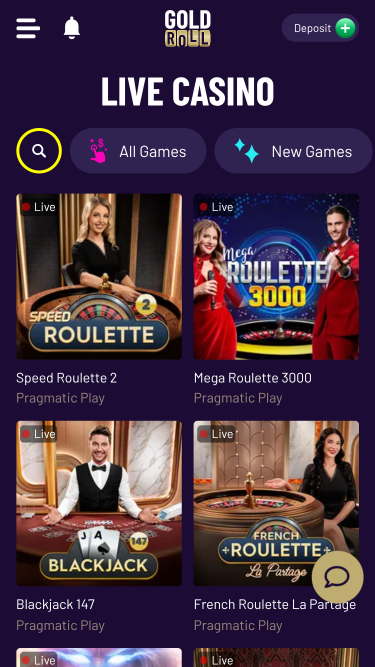 Gold Roll mobile Live dealer