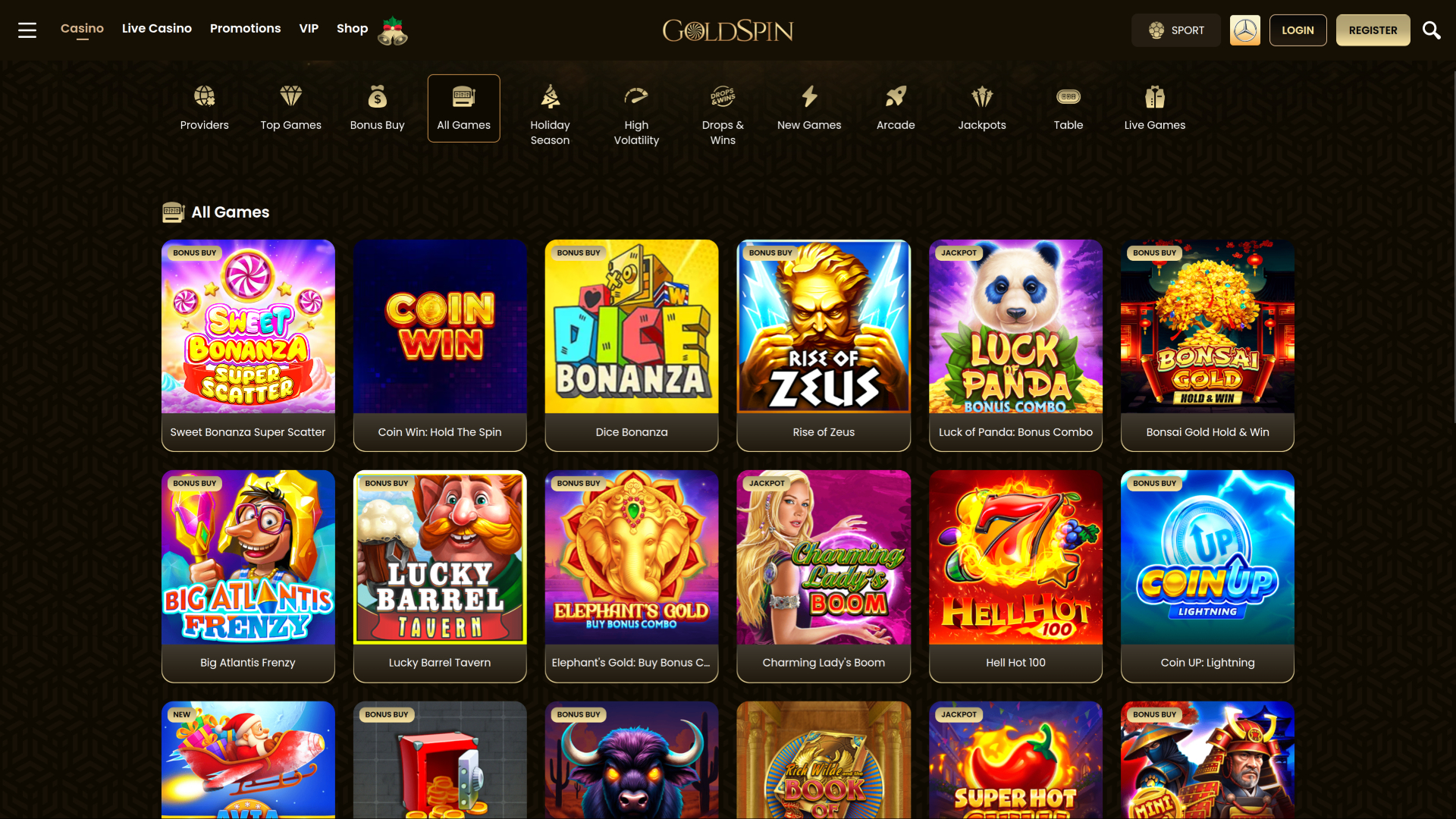 GoldSpin Casino Desktop Games