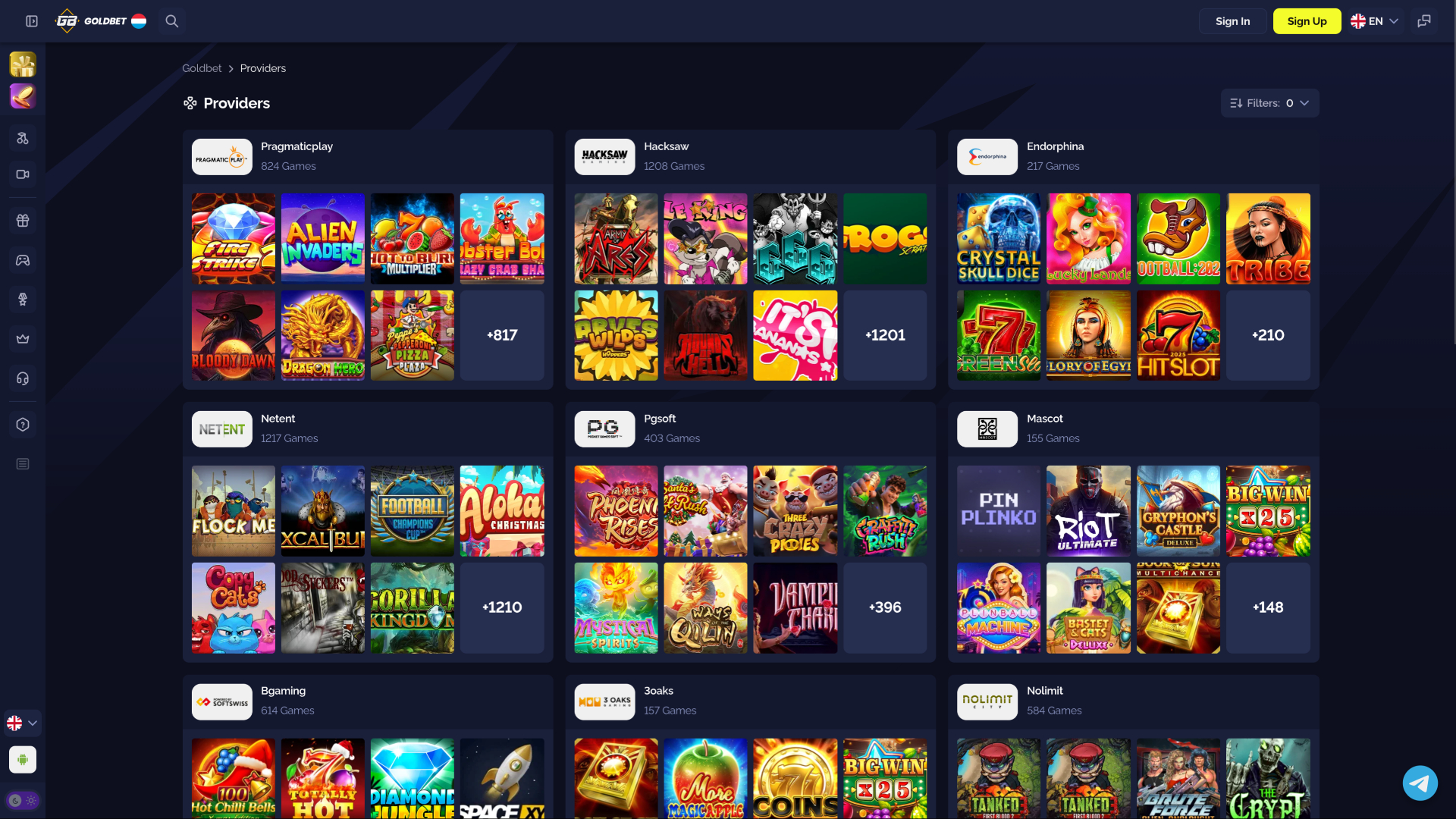Goldbet.io Casino Desktop Game Developers