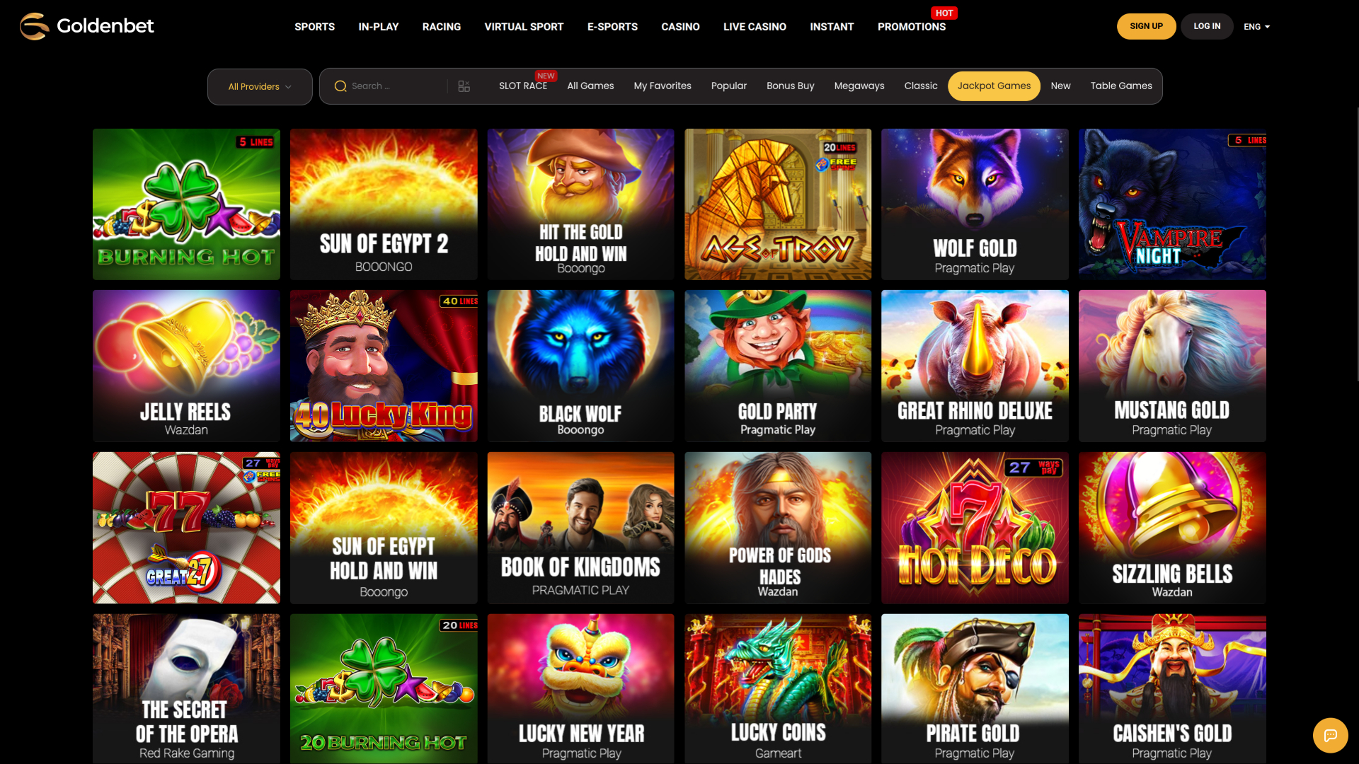 Jackpot de bureau du casino GoldenBet