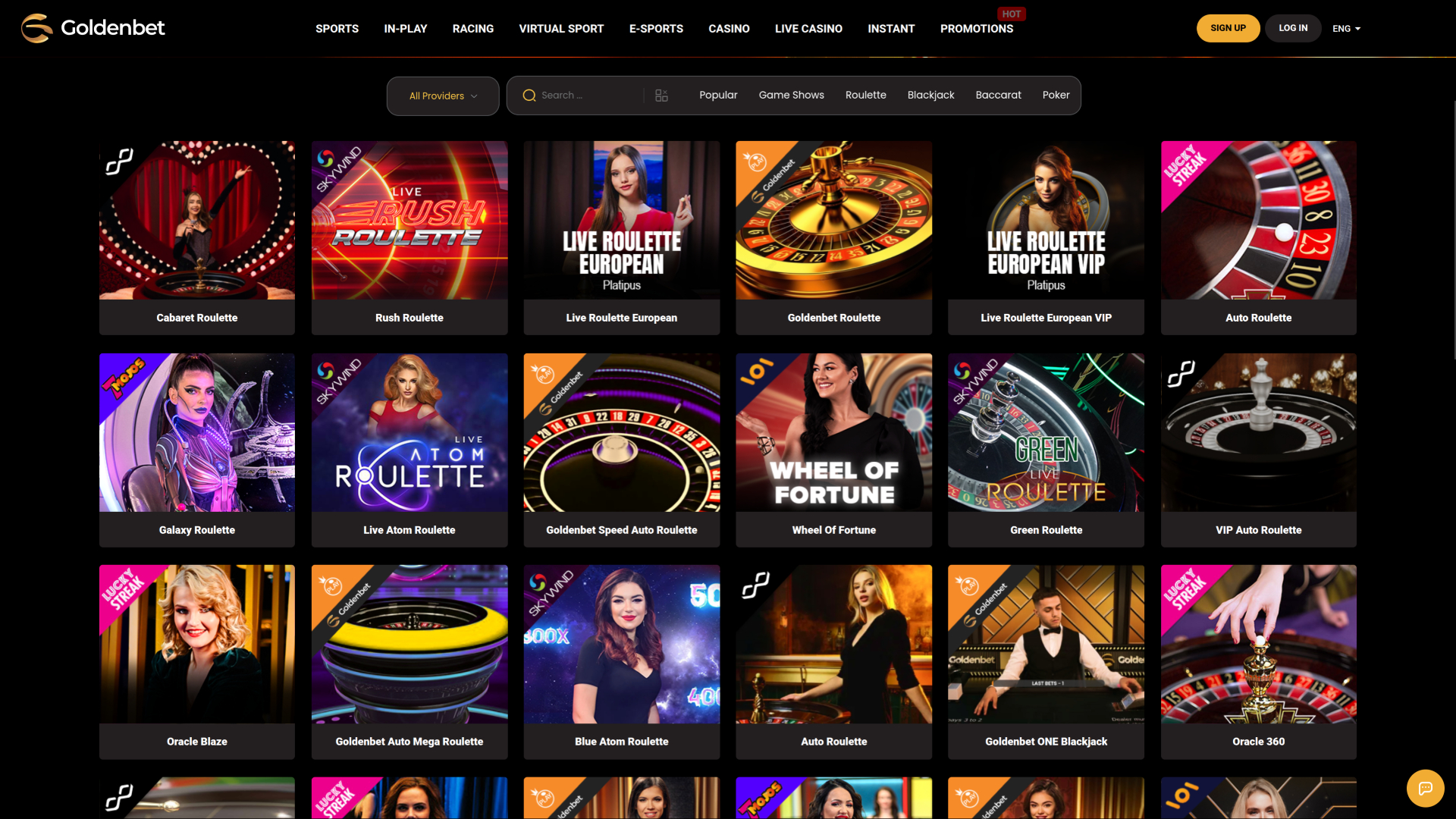 Casino GoldenBet sur ordinateur avec croupier en direct