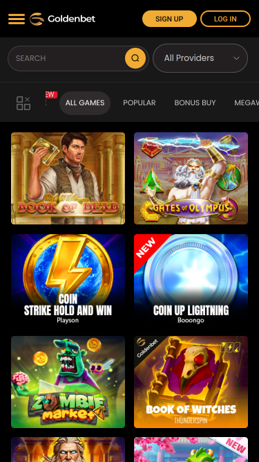 Jeux mobiles du casino GoldenBet