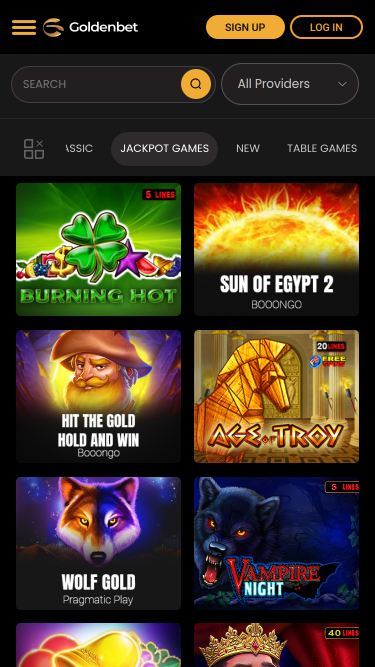 Jackpot mobile du casino GoldenBet