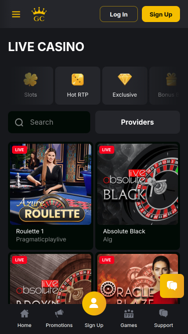 Casino mobile Golden Crown avec croupier en direct