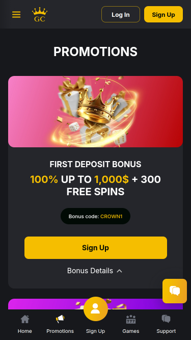 Promotions mobiles du casino Golden Crown