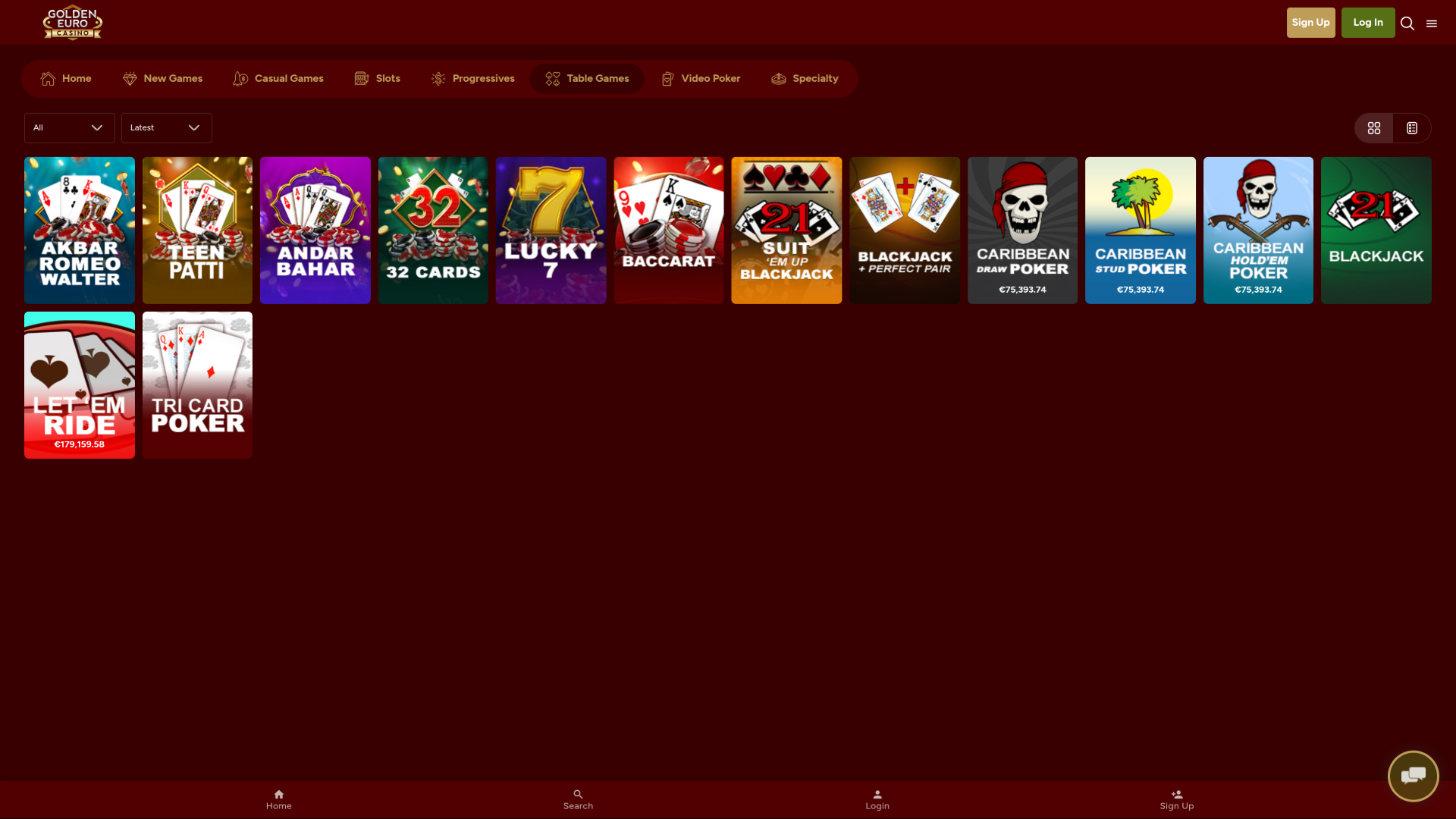 Jeux de table de casino Golden Euro sur ordinateur