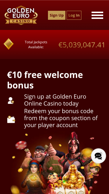 Page d'accueil mobile de Golden Euro Casino