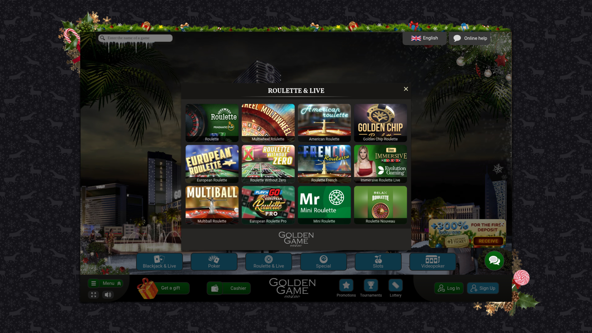 Golden Game Casino sur ordinateur avec croupier en direct