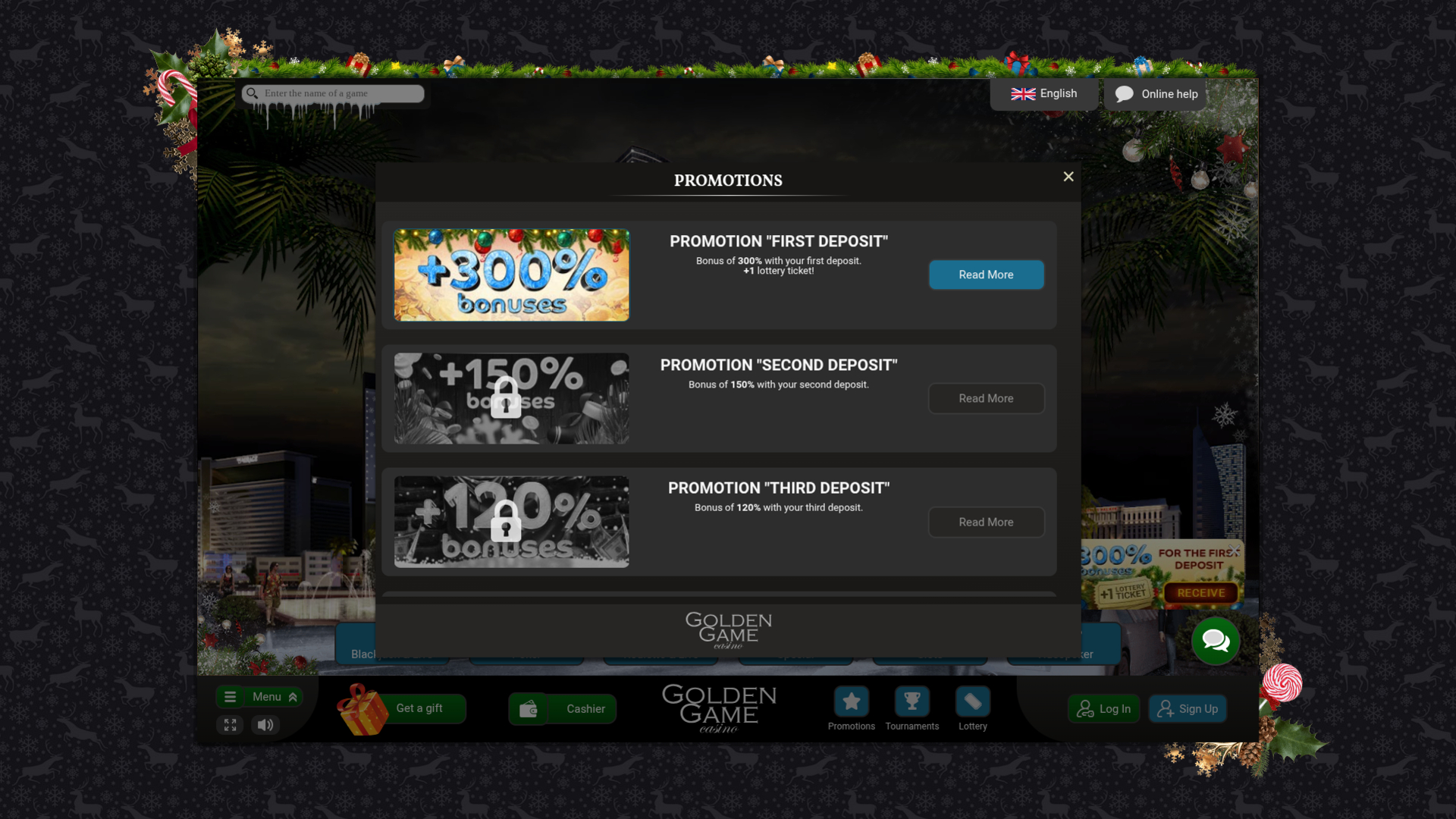 Promotions sur ordinateur de Golden Game Casino