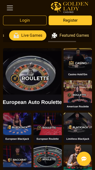 Casino mobile Golden Lady avec croupier en direct