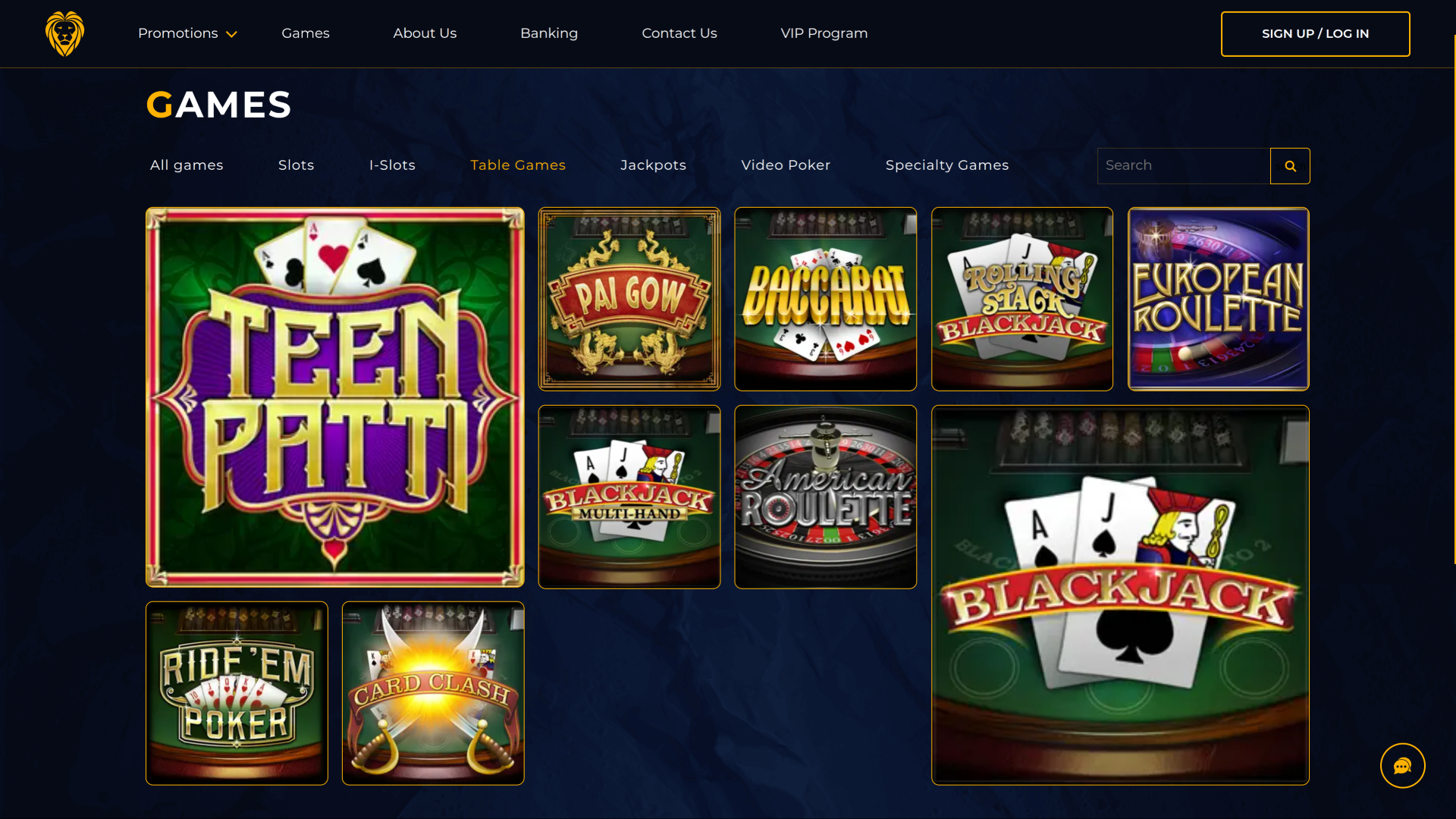 Jeux de table de casino Golden Lion sur ordinateur